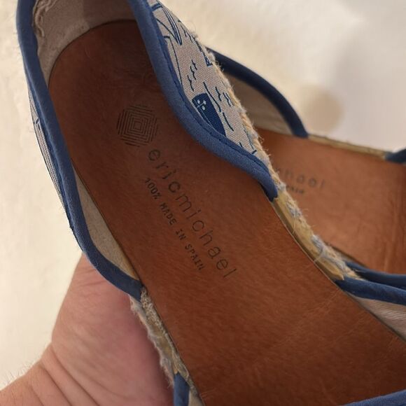 Eric Michael Blue Boat Print Espadrilles Size 7 - Picture 2 of 6